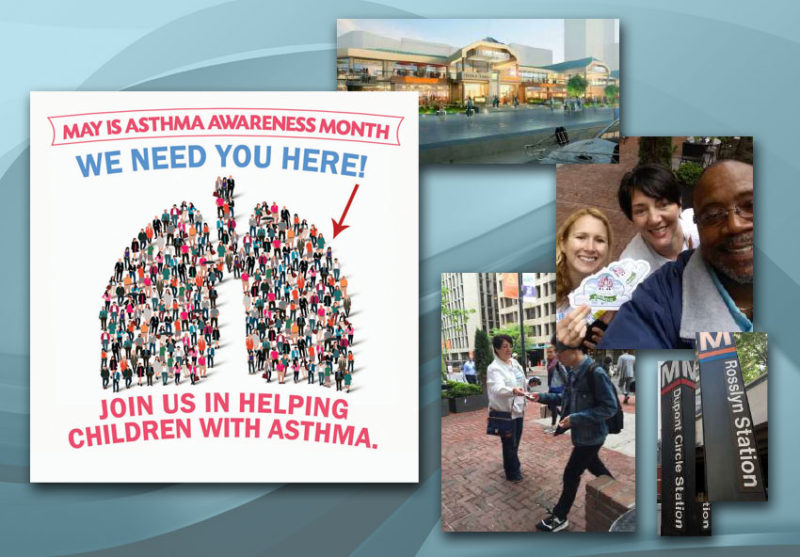 A collage of photos with the words asthma awareness month.